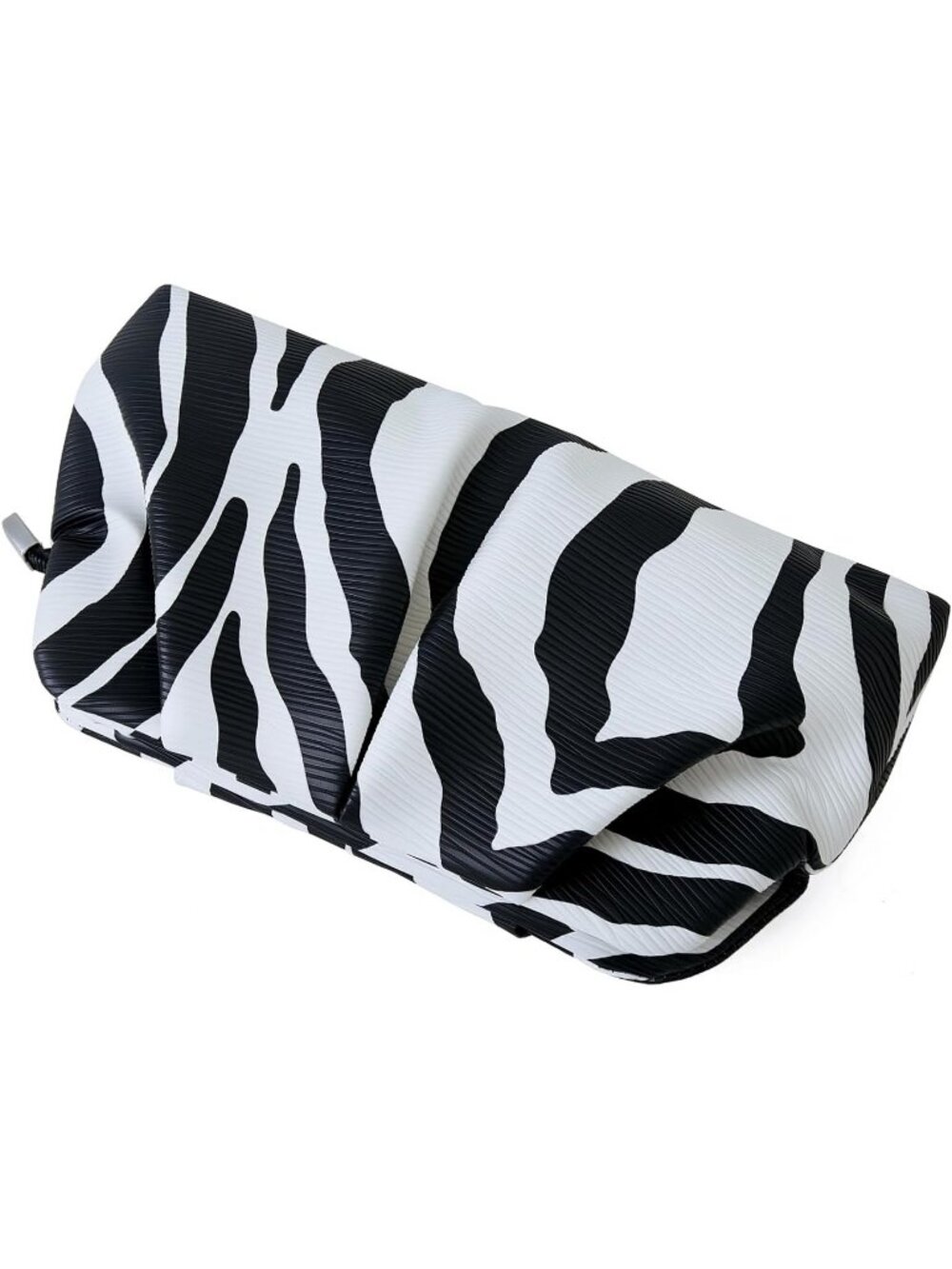 Women's Zebra Pleated Pu Clutch Purse For Dressy With Chain Formal Handbag - Picture 4 of 5